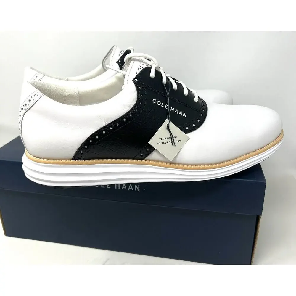 Cole Haan OG Original Grand Saddle Golf Shoe Sz 10 WHT BLCK C37176 Spikeless